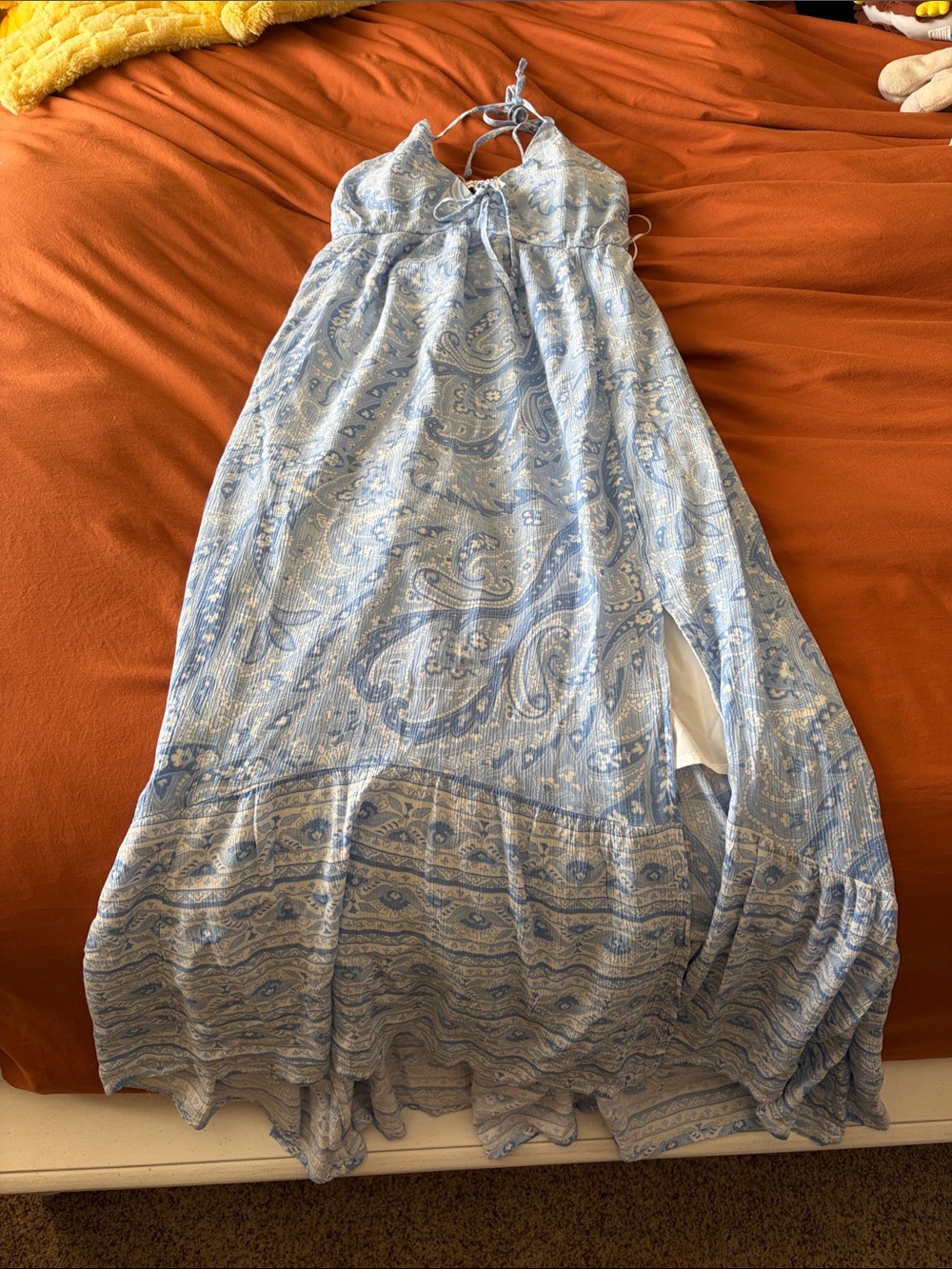 Hollister Light Blue Paisley Halter Maxi